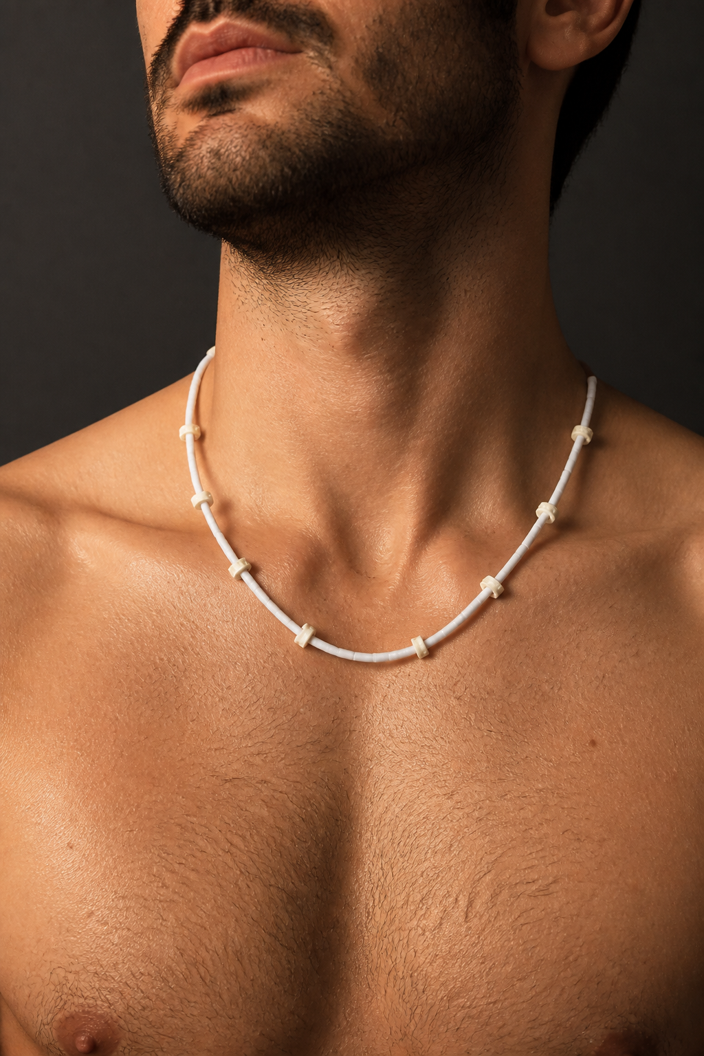 Horn shell and shark bone necklace