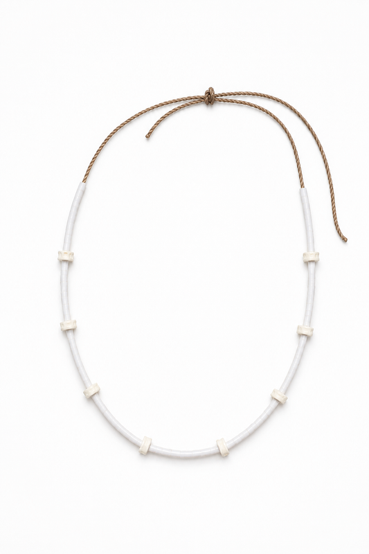 Horn shell and shark bone necklace